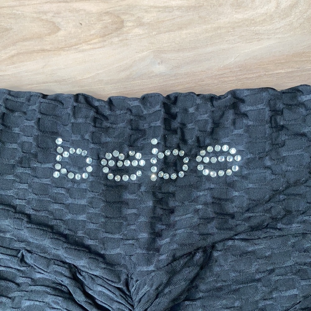 Bebe textured stretch pant black with embellished bling accents 3X juniors - Picture 5 of 17